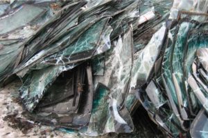 Broken windshields in landfill