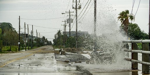 Hurricane damage to roadway