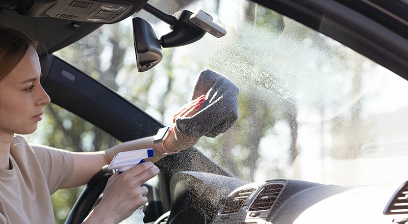 cleaning windshield