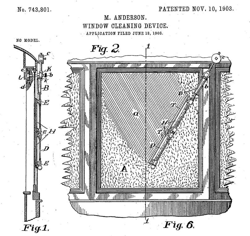 Mary Andersons illustration of window cleaning device